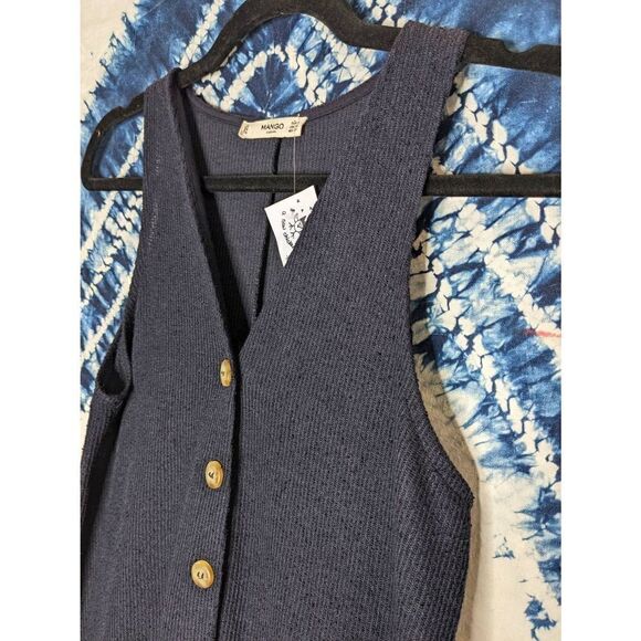 MANGO Women Navy Solid A-Line Dress XS - Picture 3 of 11